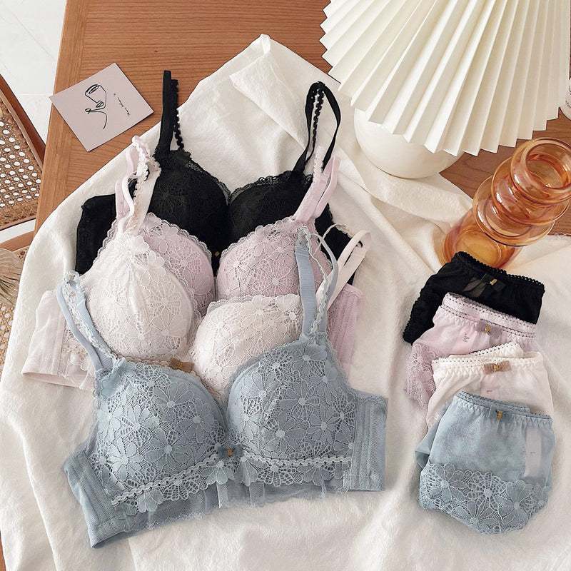 Lara Bra 無鋼圈下厚上薄墊成套內衣 【清新白】