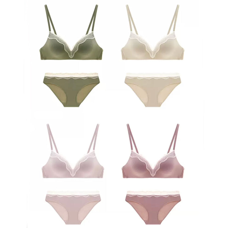 Anna Bra 無鋼圈成套內衣【桃粉】