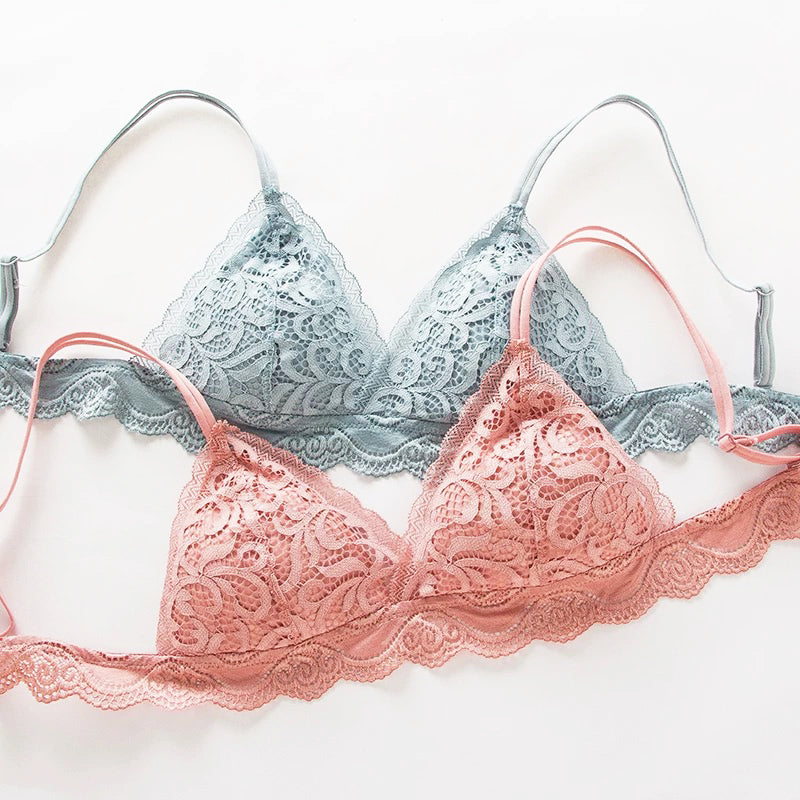 Iren Bralette 無鋼圈蕾絲成套內衣【浪漫粉】