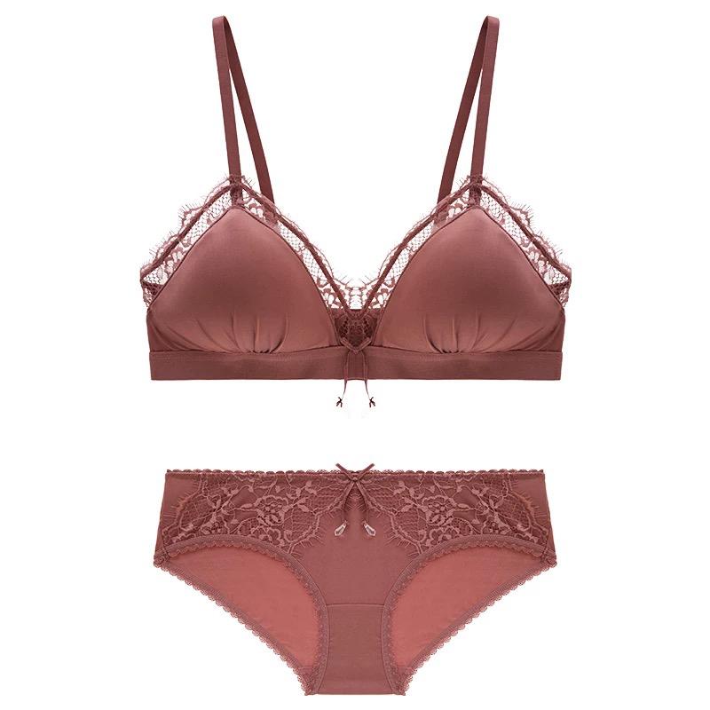 Rebecca Bralette 無鋼圈蕾絲成套內衣【珊瑚色】