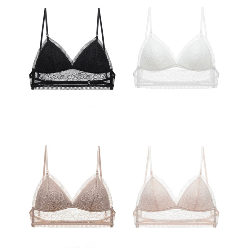 Dava Bralette 無鋼圈大U露背蕾絲內衣【清新白】