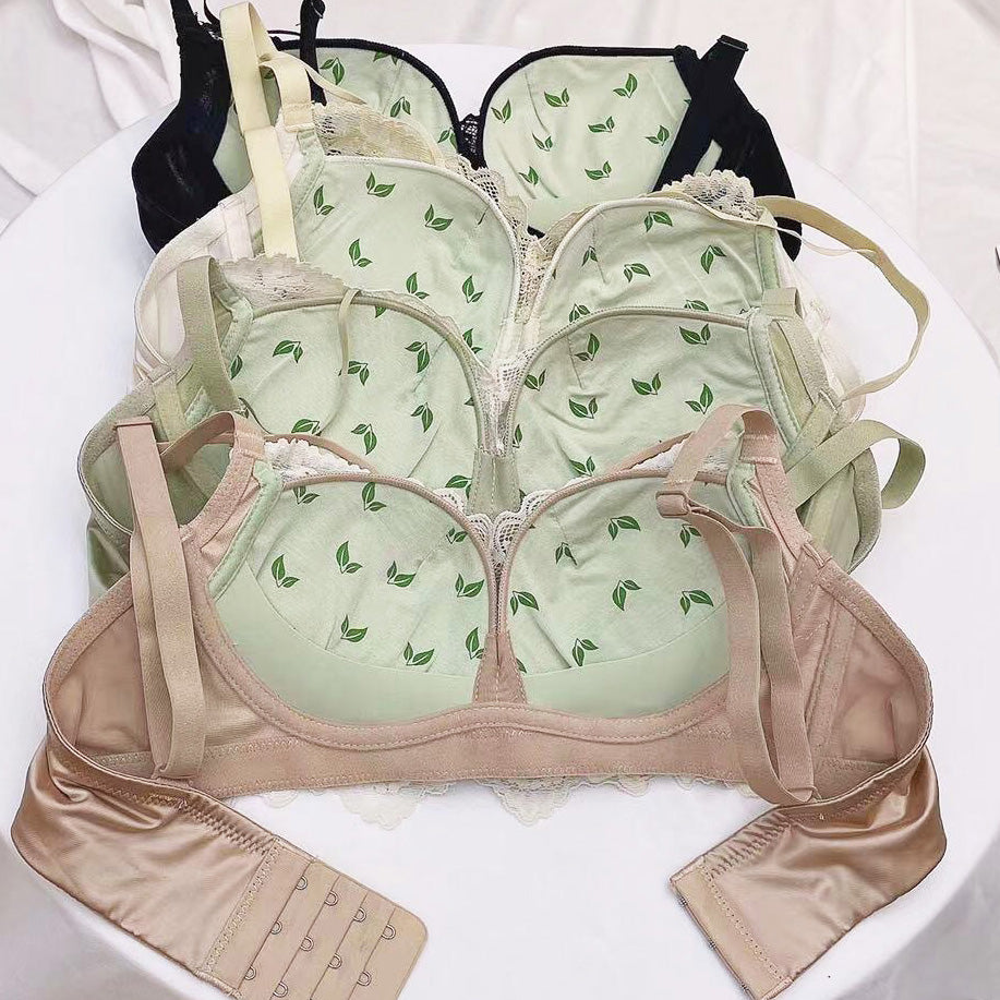 Monia Bra 無鋼圈蕾絲成套內衣 【橄欖綠】