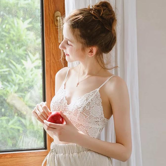 Kila 無鋼圈蕾絲Bra Top【優雅白】