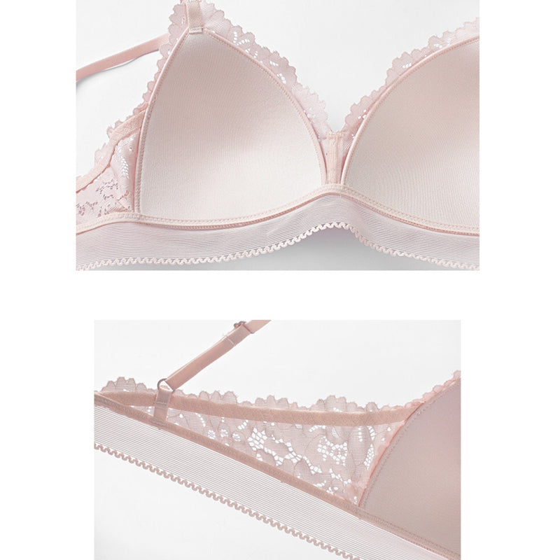 Puno Bralette 無鋼圈蕾絲成套內衣【淡粉】